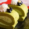 Edible Gold Leaf: Japanese green tea roll cake
