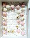 Vanilla cupcake & rainbow chip Cakepops with Edible Gold