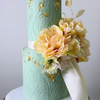 Edible Gold Leaf & Silk Flower Cake
