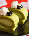 Edible Gold Leaf: Japanese green tea roll cake